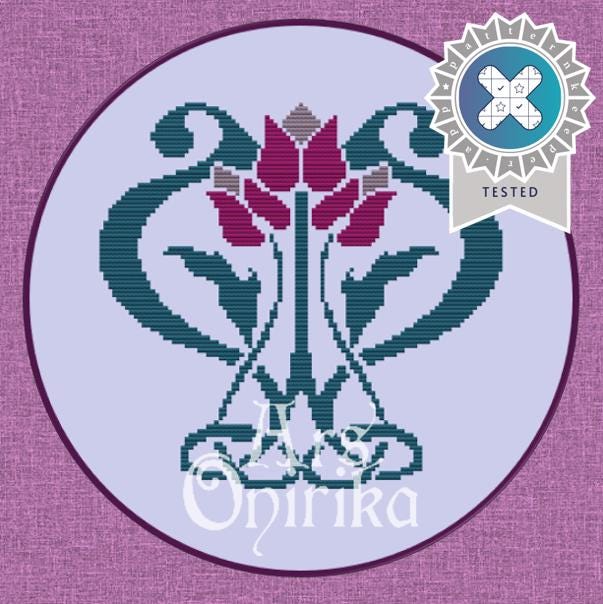 Art Nouveau Flowers Cross Stitch Pattern (PDF) - EASY LEVEL