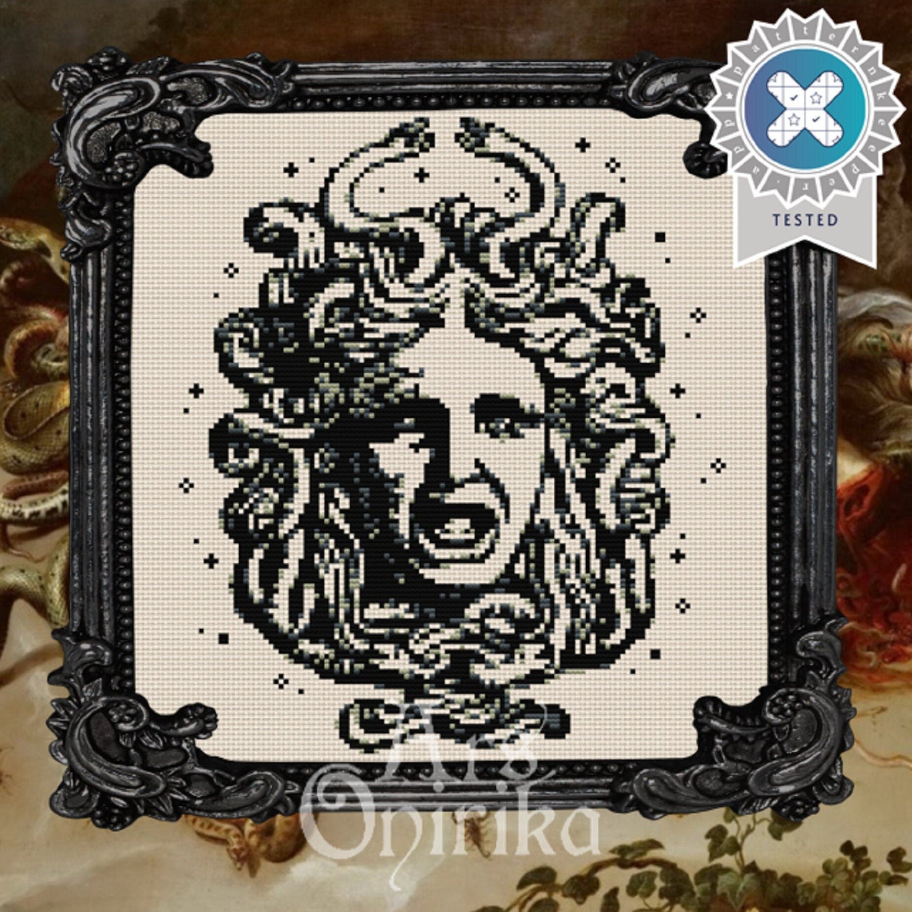 Medusa Cross Stitch Pattern (PDF) – Mythology Embroidery - INTERMEDIATE LEVEL