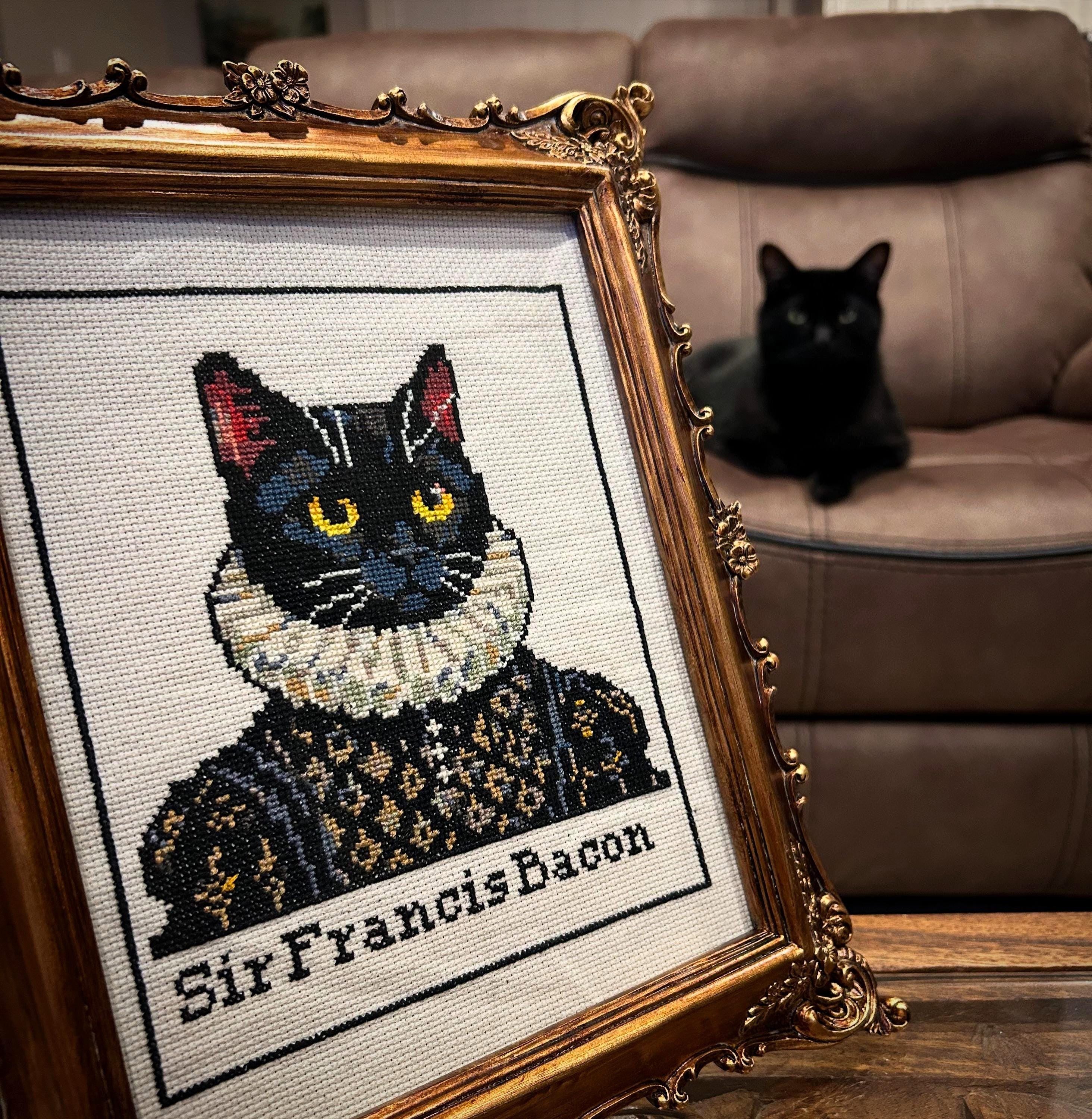 Victorian Black Cat Portrait - Cross Stitch Pattern