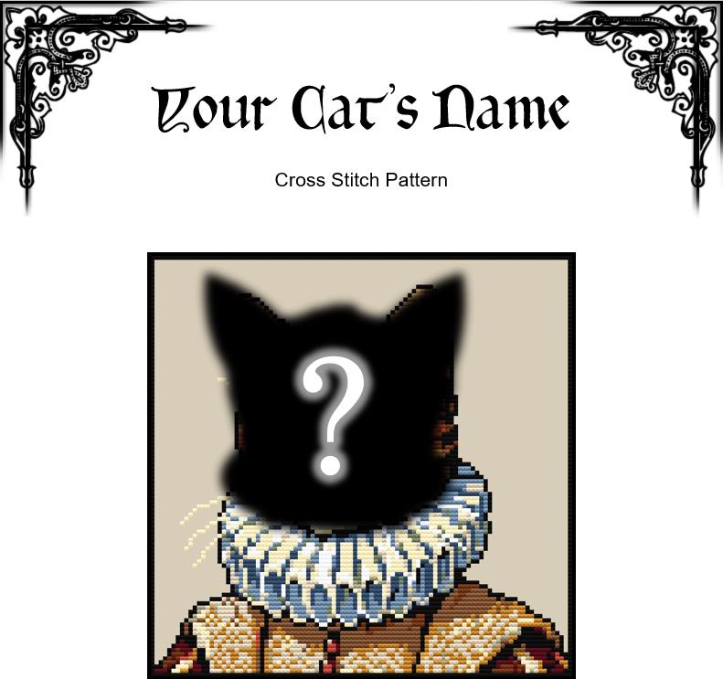 Custom Victorian Cat Portrait – Cross Stitch Pattern Commission