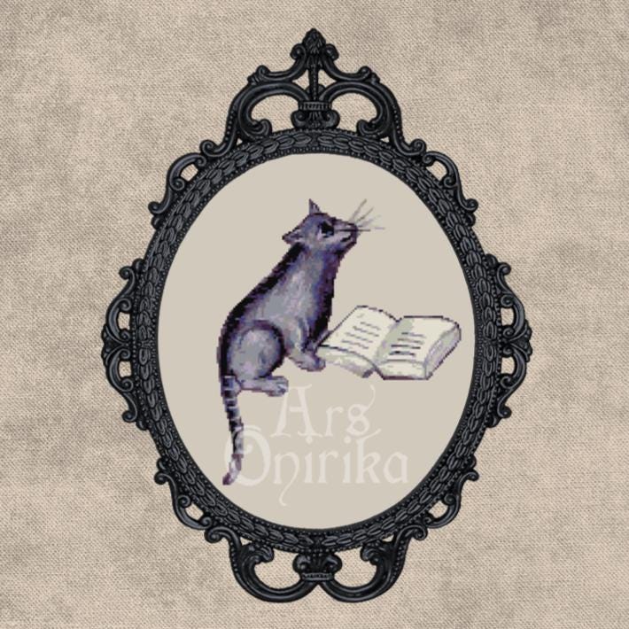 Medieval Cat Cross Stitch Pattern (PDF) – Illuminated Bestiary Design - EASY LEVEL