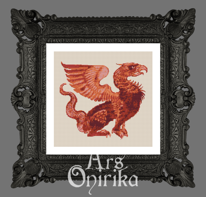 Griffin Cross Stitch Pattern – Medieval Beast Design – INTERMEDIATE LEVEL