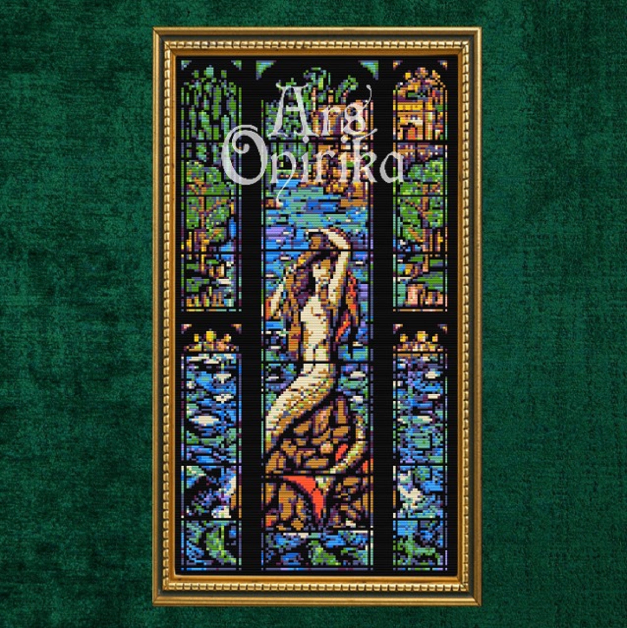 Mermaid Stained Glass Cross Stitch Pattern (PDF) – Wizard World Embroidery - ADVANCED LEVEL