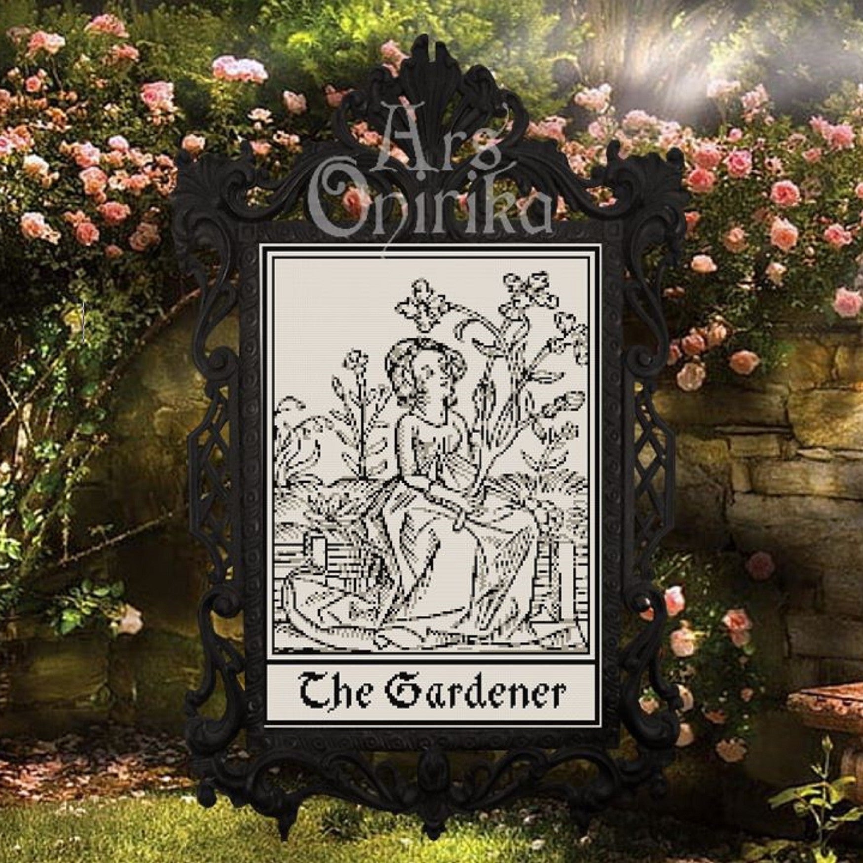 Medieval Gardener Cross Stitch Pattern – Botanical Embroidery (PDF) - INTERMEDIATE LEVEL