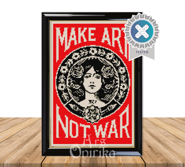 Make Art Not War Cross Stitch Pattern (PDF) - INTERMEDIATE LEVEL
