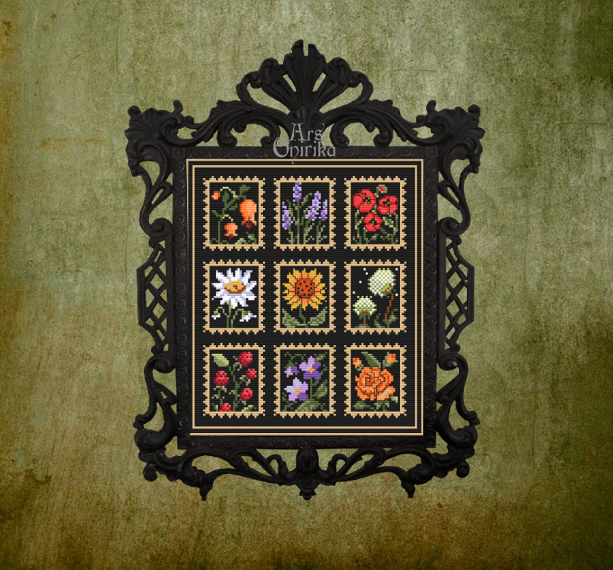 Wildflowers Cross Stitch Pattern - Vintage Botanical Postage (PDF) - INTERMEDIATE LEVEL