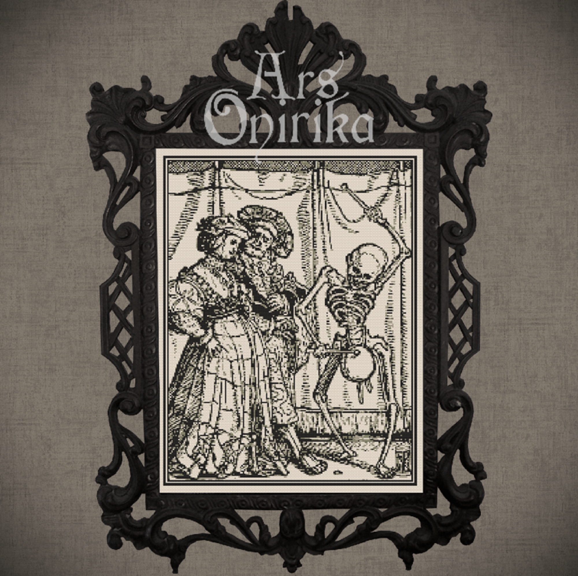 Medieval Cross Stitch Pattern - Death and the Noblewoman (PDF) - INTERMEDIATE LEVEL