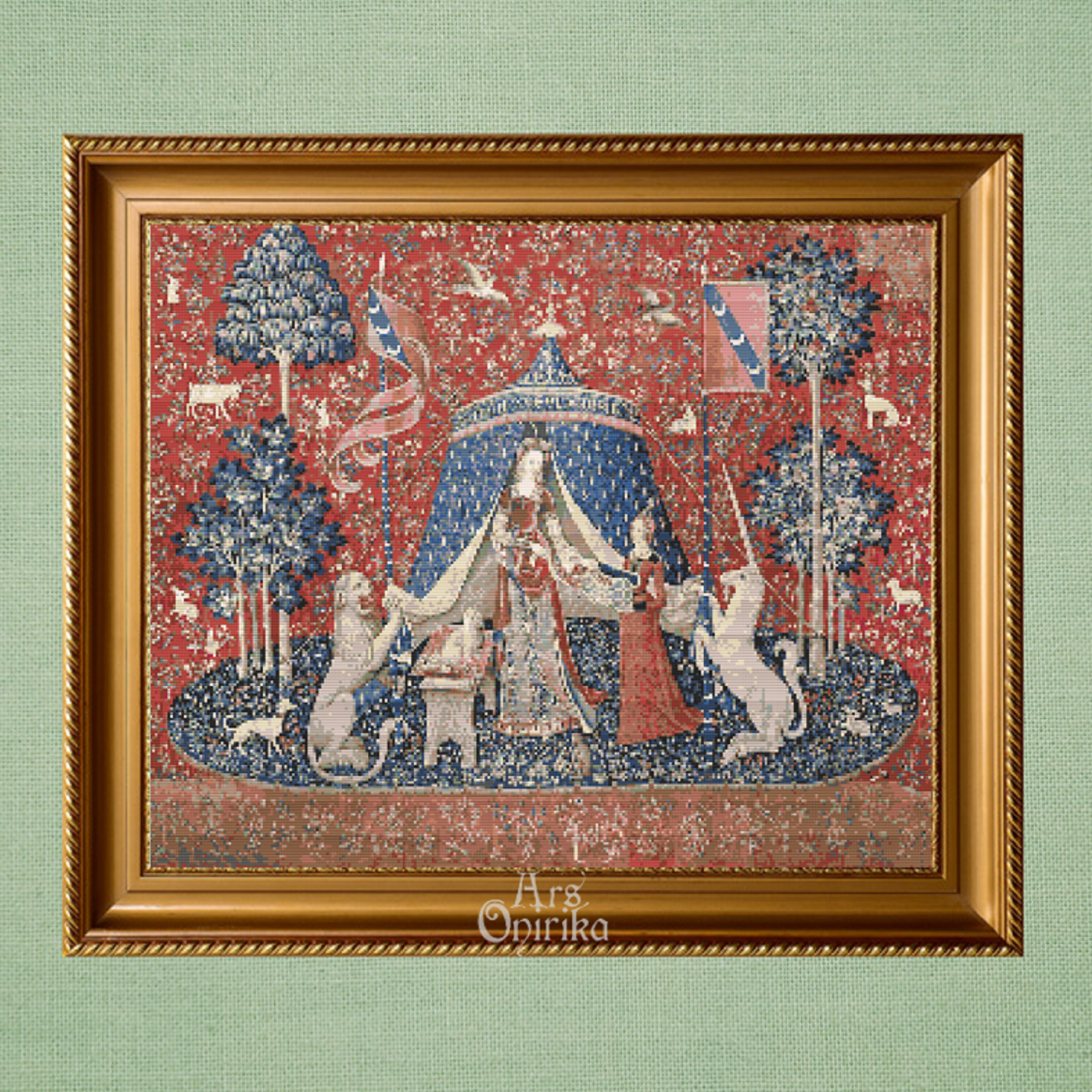 Lady and Unicorn Cross Stitch Pattern - Medieval Tapestry Art (PDF) - ADVANCED LEVEL