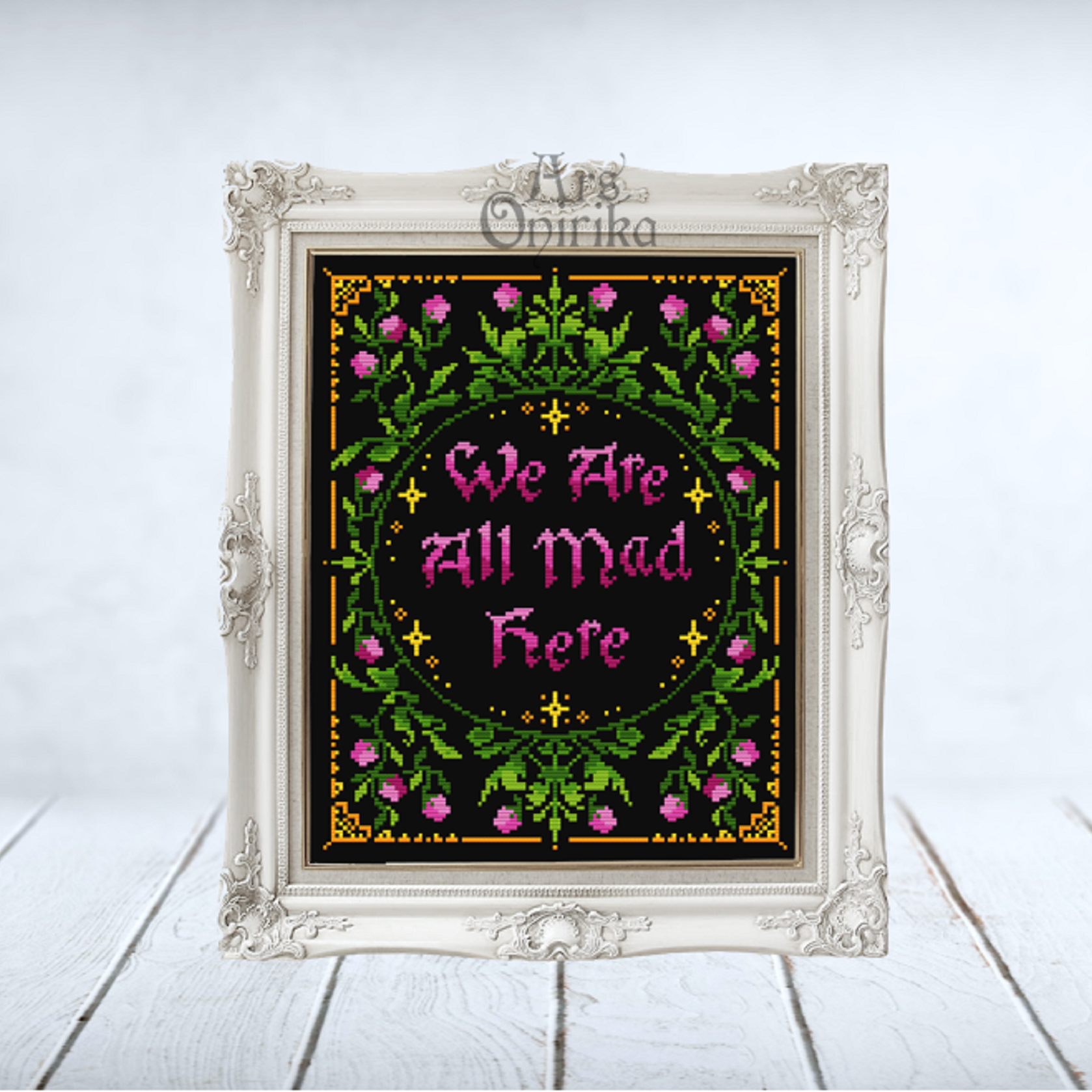 Alice in Wonderland Cross Stitch Pattern - We Are All Mad Here (PDF) - INTERMEDIATE LEVEL