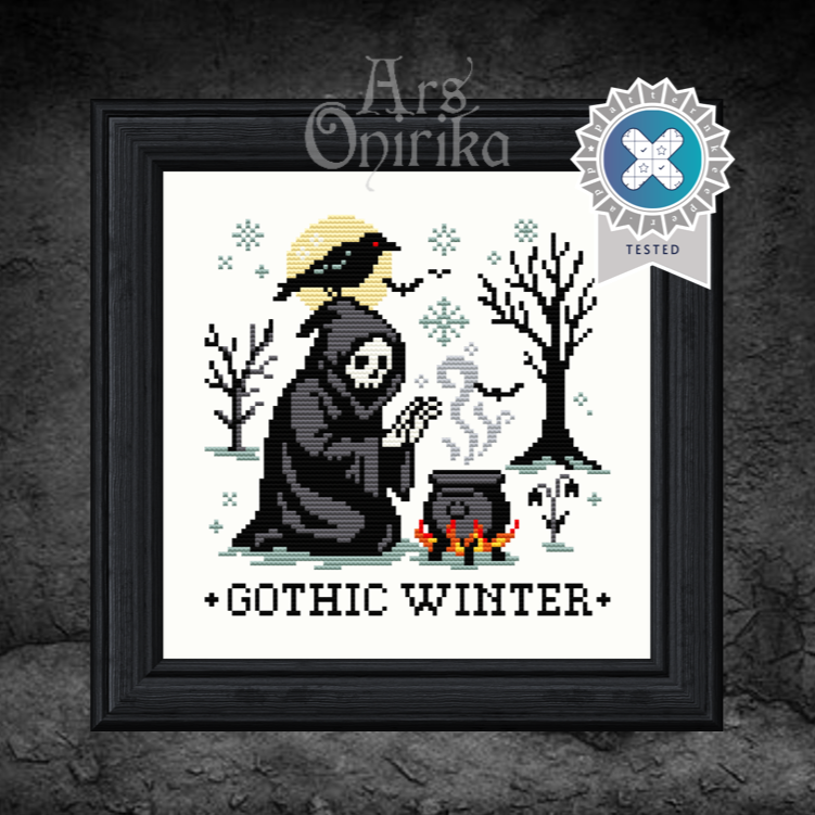 Gothic Winter Cross Stitch Pattern - Grim Reaper (PDF) - EASY LEVEL