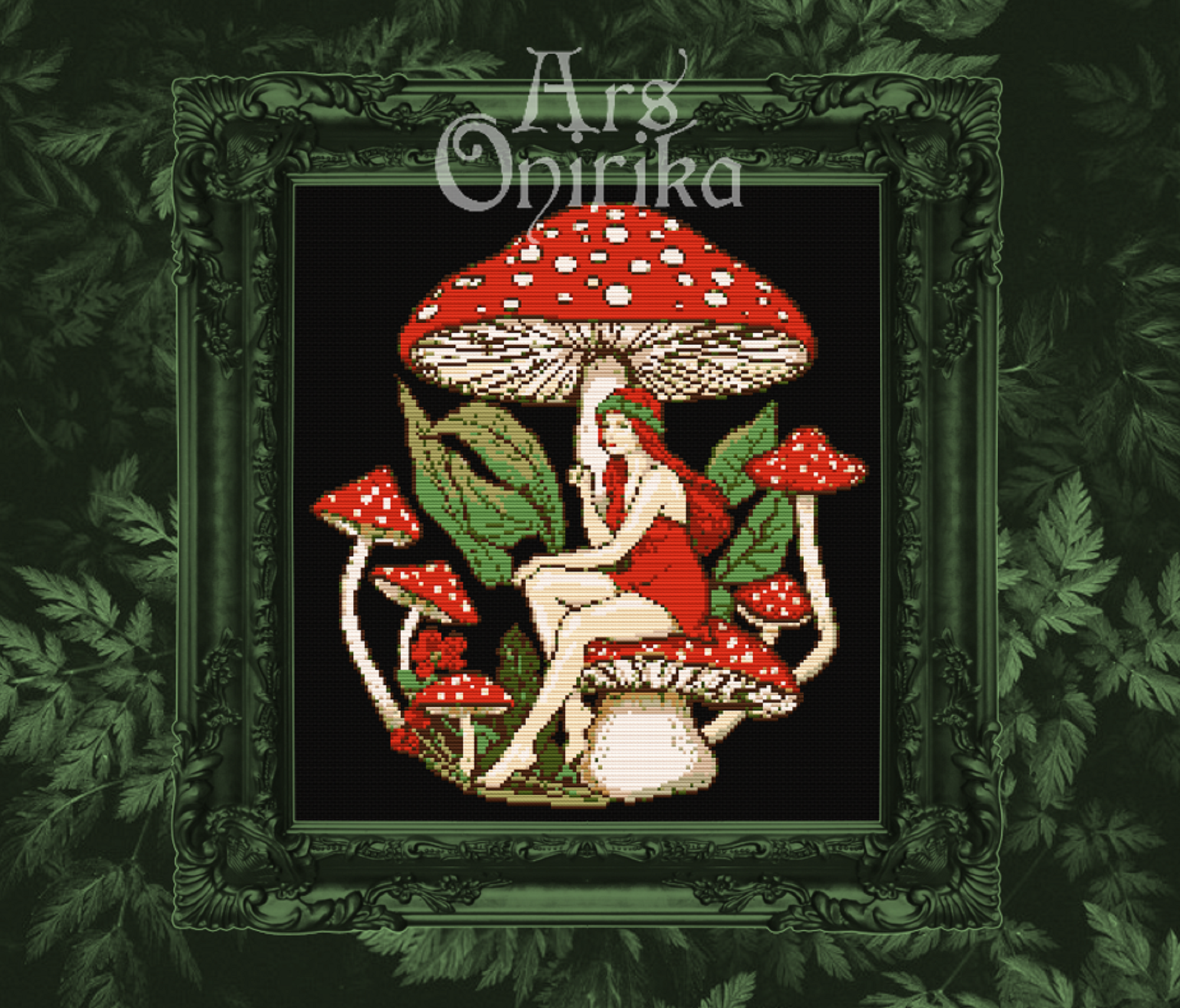 Amanita Fairy Cross Stitch Pattern (PDF) - Fairycore Mushroom Embroidery - EASY LEVEL