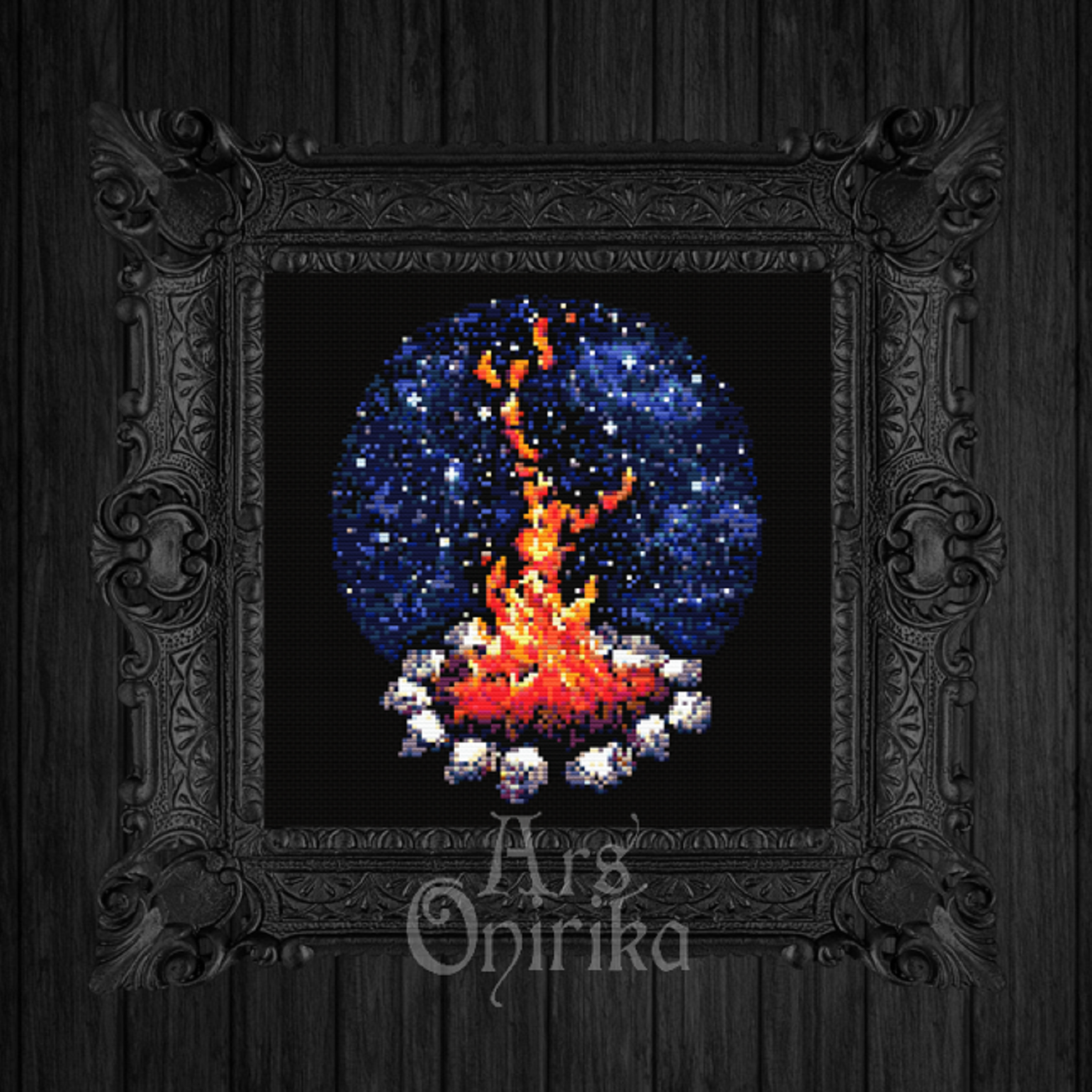 Bonfire Cross Stitch Pattern - Cozy Fireplace (PDF) - INTERMEDIATE LEVEL