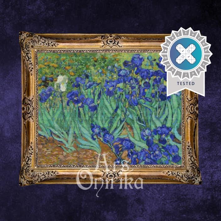 Van Gogh Iris Cross Stitch Pattern – Floral Sampler (PDF Pattern) - ADVANCED LEVEL