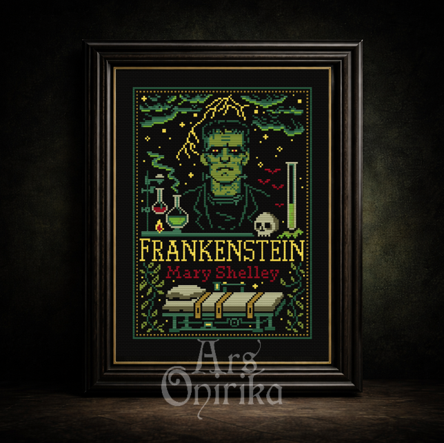 Frankenstein Cross Stitch Pattern (PDF) – Mary Shelley  - INTERMEDIATE LEVEL