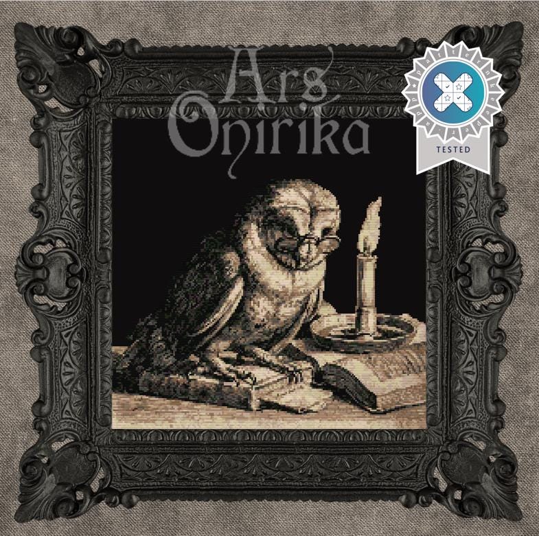 Gothic Owl Cross Stitch Pattern (PDF) – Medieval Embroidery - INTERMEDIATE LEVEL