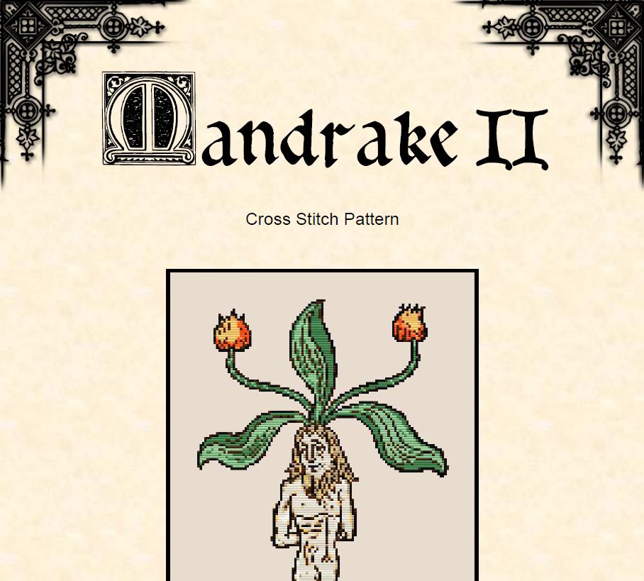 Male Mandrake Root Cross Stitch Pattern – Medieval Botanical (PDF) - EASY LEVEL