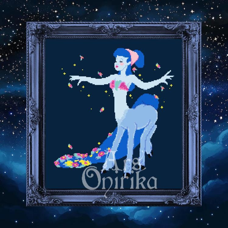 Blue Centaur Lady Cross Stitch Pattern – Fantasy (PDF) - EASY LEVEL