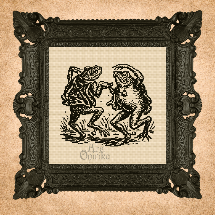 Toads Dancing at the Sabbath Cross Stitch Pattern – Medieval Embroidery (PDF) - EASY LEVEL