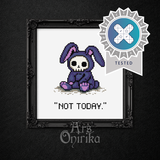 Not Today Cross Stitch Pattern – Dark Humor Gothic Embroidery (PDF) - EASY LEVEL (Copia)
