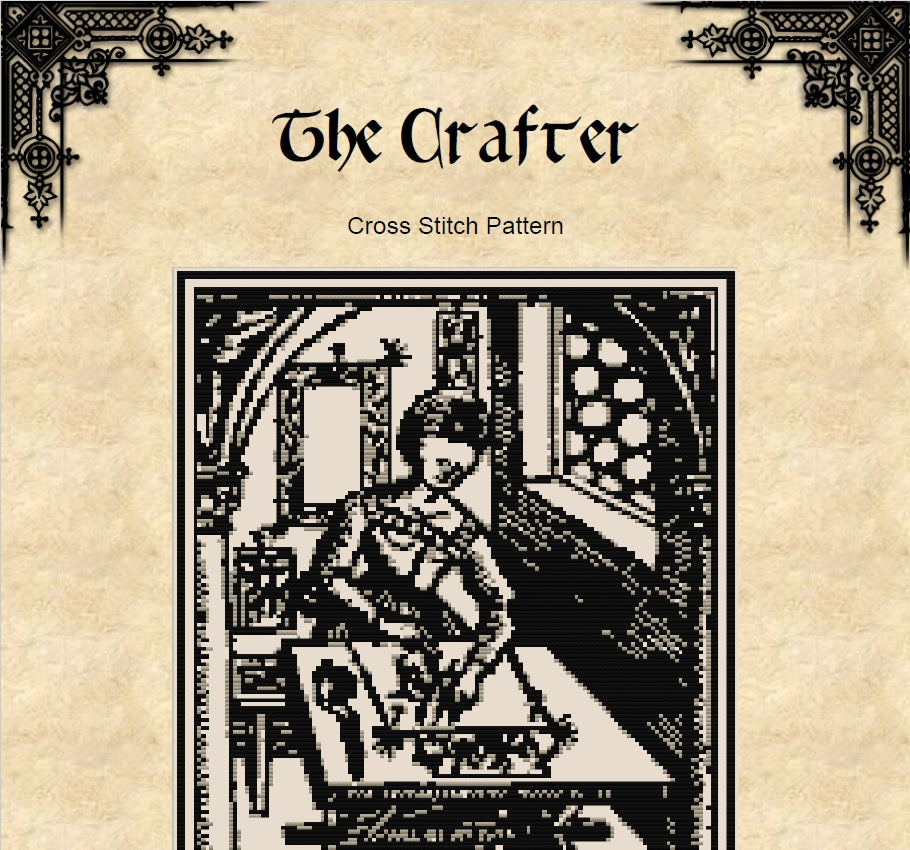 Medieval Crafter Woman - Cross Stitch Pattern - Gothic Embroidery (PDF) - INTERMEDIATE LEVEL
