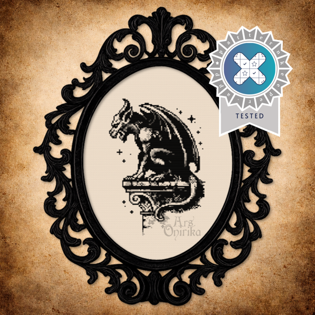 Gargoyle Cross Stitch Pattern – Gothic Embroidery (PDF) - EASY LEVEL