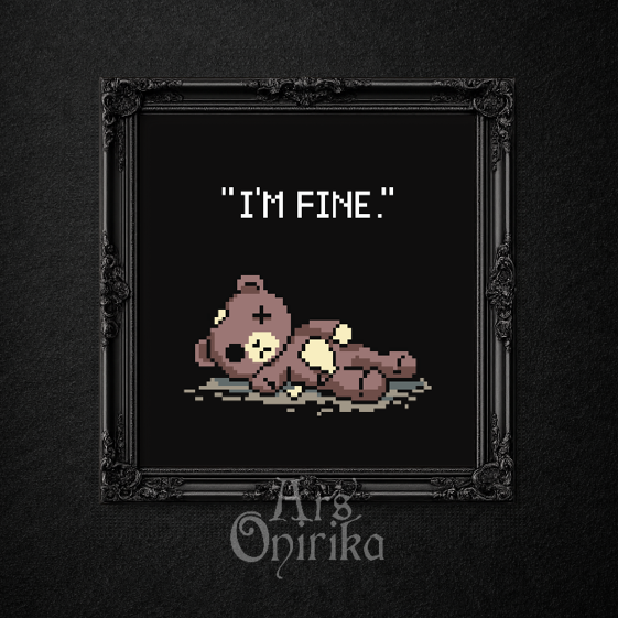 I’m Fine Cross Stitch Pattern – Dark Humor Gothic Embroidery (PDF) - EASY LEVEL