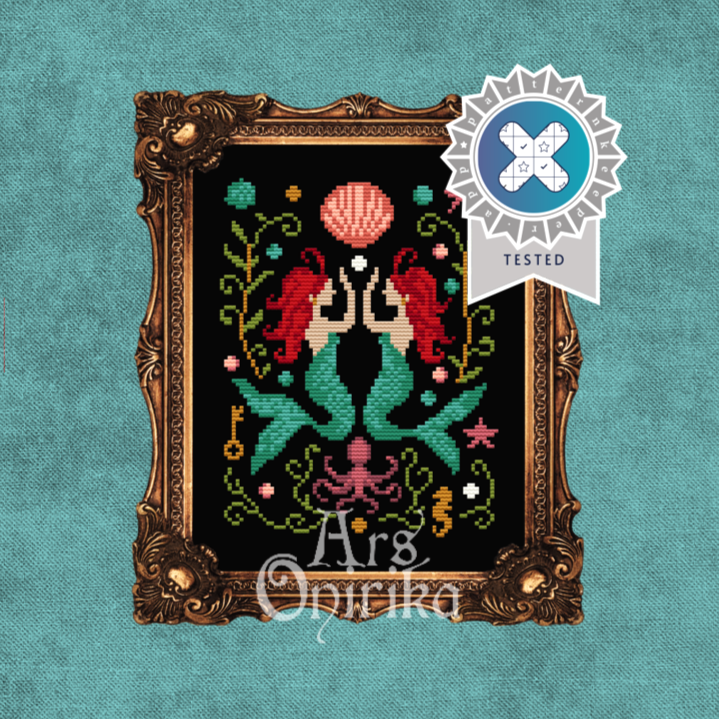 Twinned Mermaids Cross Stitch Pattern (PDF) - EASY LEVEL