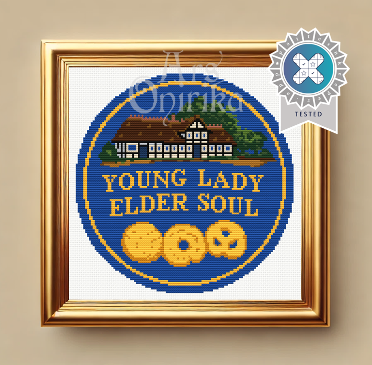 Danish Cookie Tin Cross Stitch Pattern (PDF) - Young Lady Elder Soul - EASY LEVEL