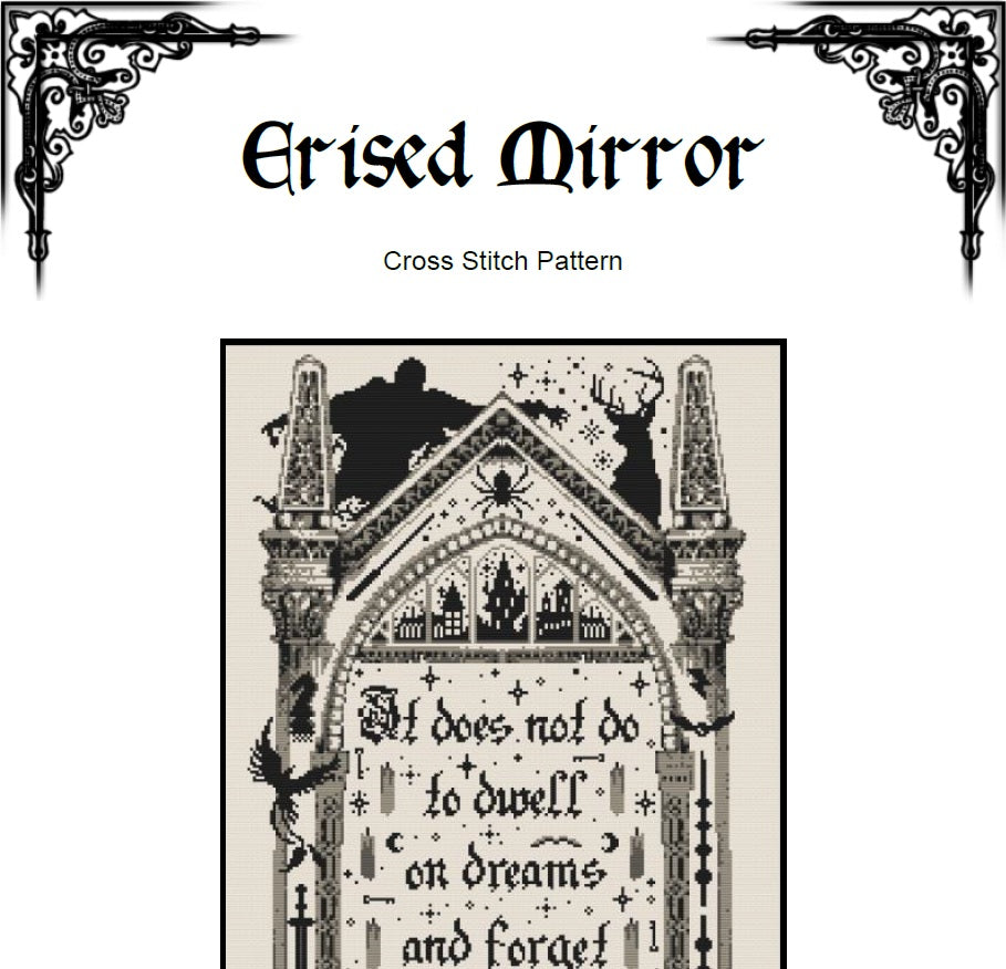 Magic Mirror Cross Stitch Pattern – Dark Academia Wizard Embroidery (PDF) - INTERMEDIATE LEVEL