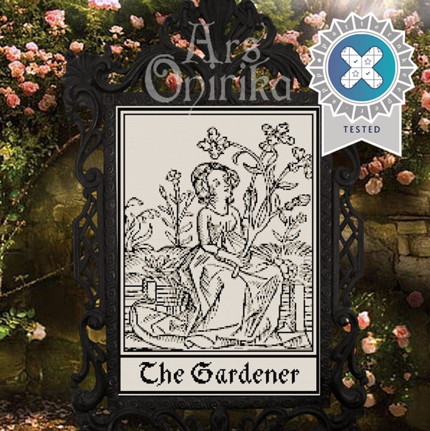 Medieval Gardener Cross Stitch Pattern – Botanical Embroidery (PDF) - INTERMEDIATE LEVEL