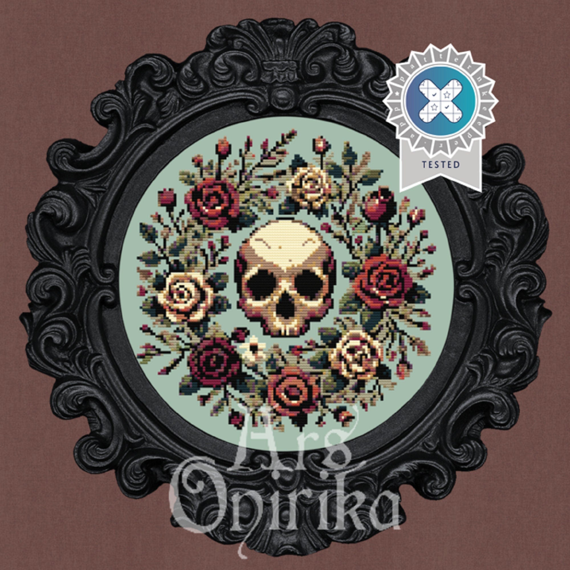 Roses and Skull Cross Stitch Pattern – Gothic Embroidery (PDF) - EASY LEVEL