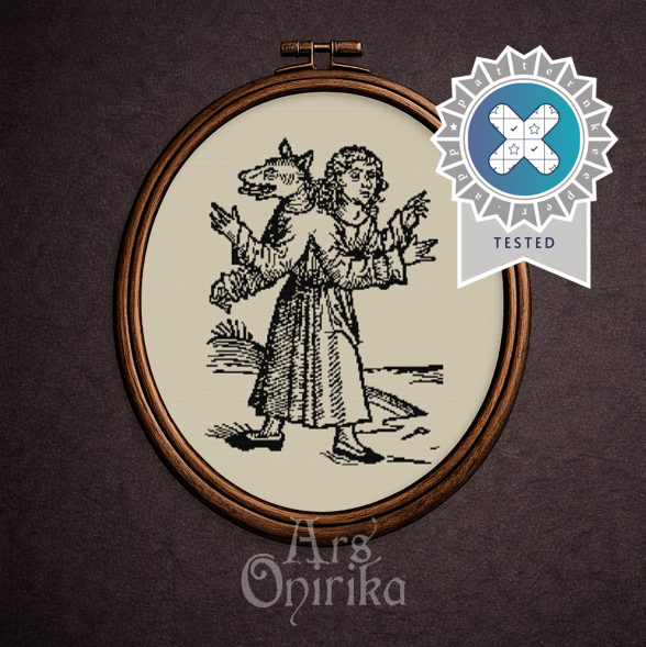 Werewolf Cross Stitch Pattern – Medieval Embroidery (PDF) - EASY LEVEL