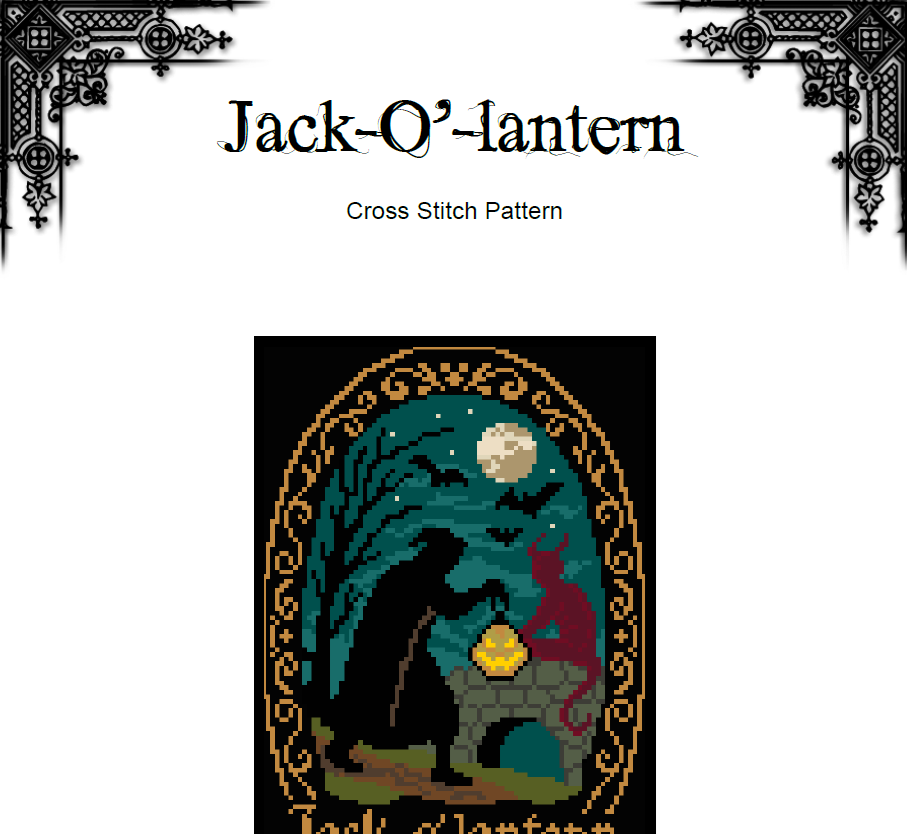 Jack O'Lantern Cross Stitch Pattern - Halloween (PDF) - INTERMEDIATE LEVEL