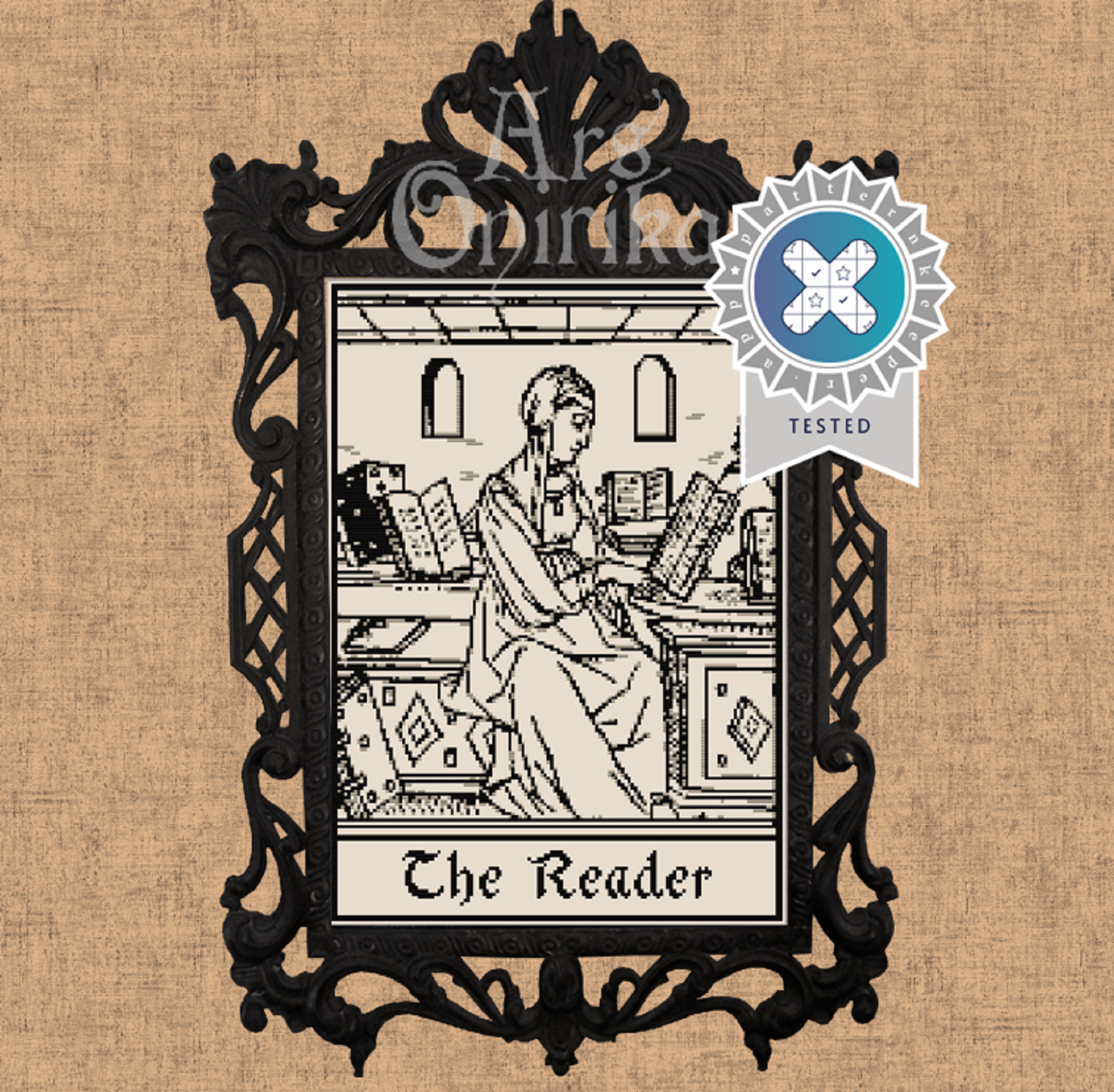 Medieval Reader Cross Stitch Pattern – Gothic Tapestry Design (PDF) - INTERMEDIATE LEVEL