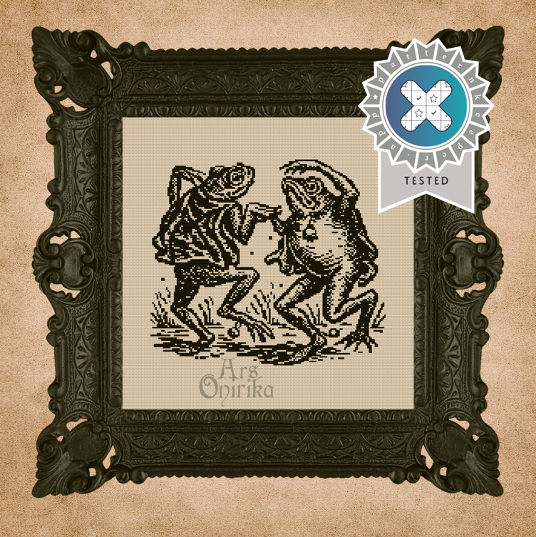 Toads Dancing at the Sabbath Cross Stitch Pattern – Medieval Embroidery (PDF) - EASY LEVEL
