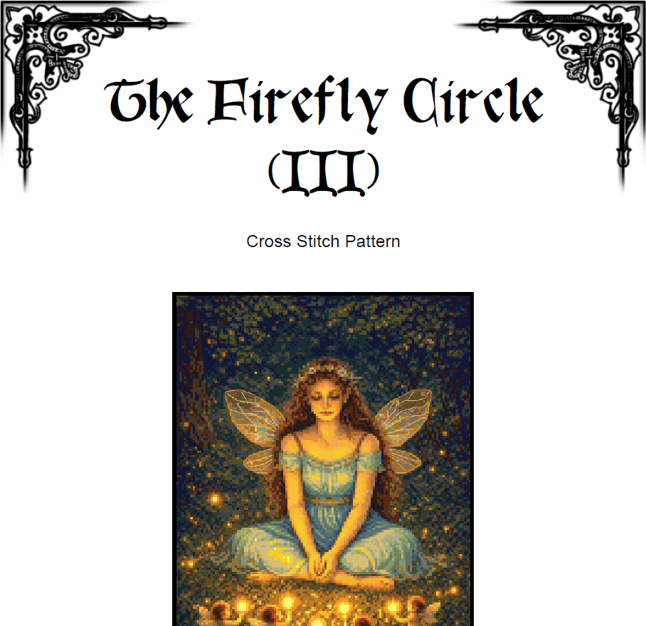 The Firefly Circle (III) Cross Stitch Pattern - Whimsical Folklore (PDF) - INTERMEDIATE LEVEL