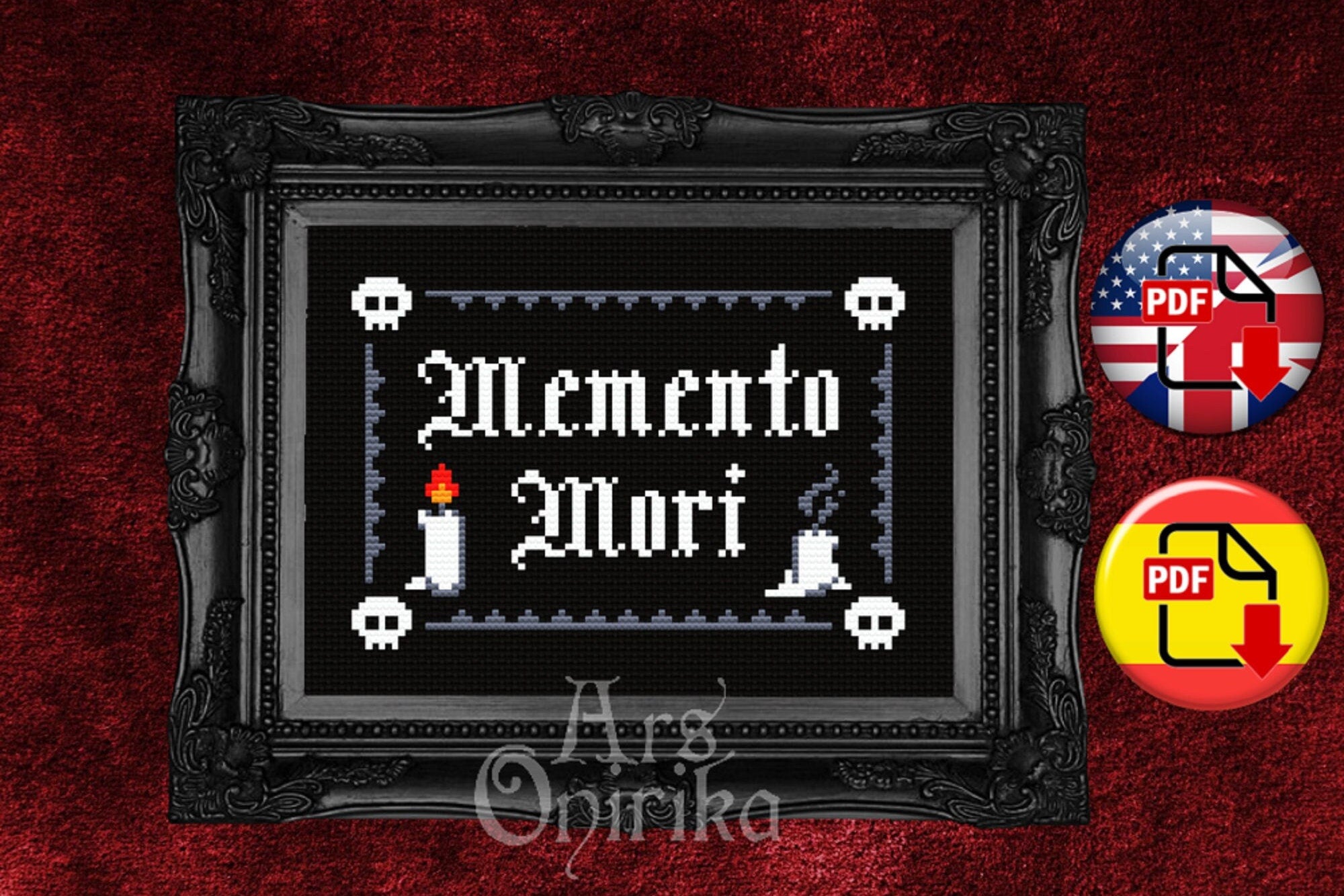 Memento Mori Cross Stitch Pattern (PDF) - EASY LEVEL