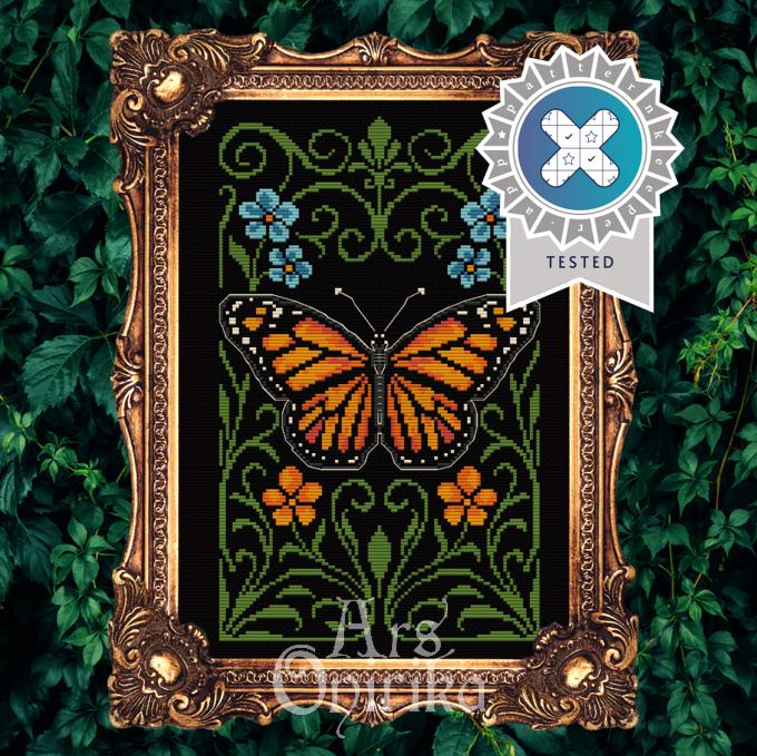 Monarch Butterfly Cross Stitch Pattern – Art Nouveau Embroidery (PDF) - INTERMEDIATE LEVEL