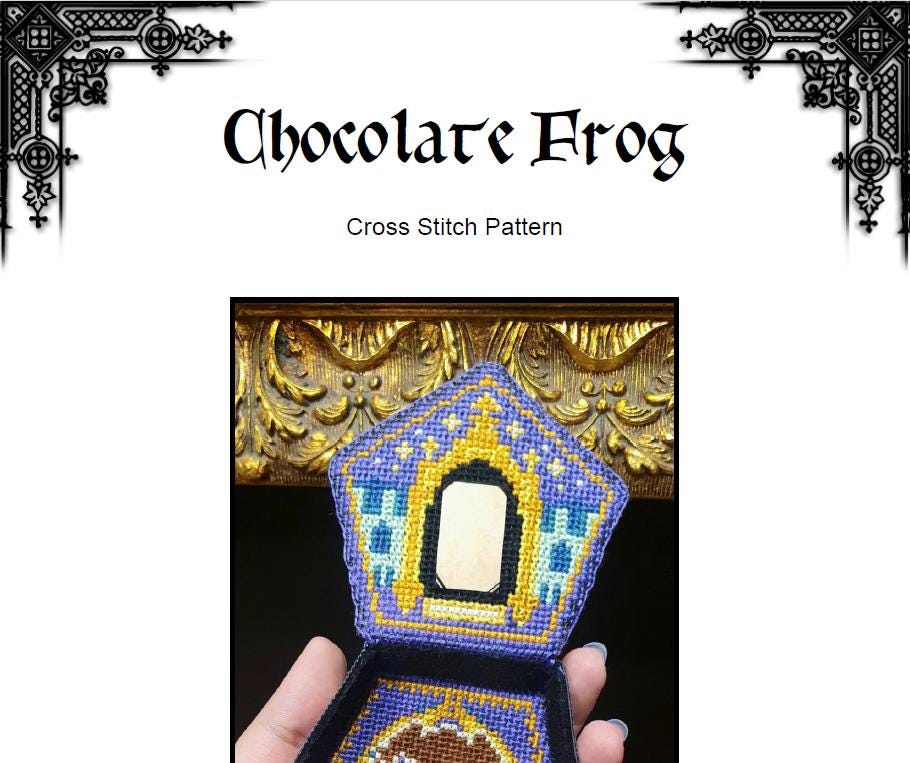3D Magic Chocolate Frog Box - Cross Stitch Pattern (PDF) - INTERMEDIATE LEVEL