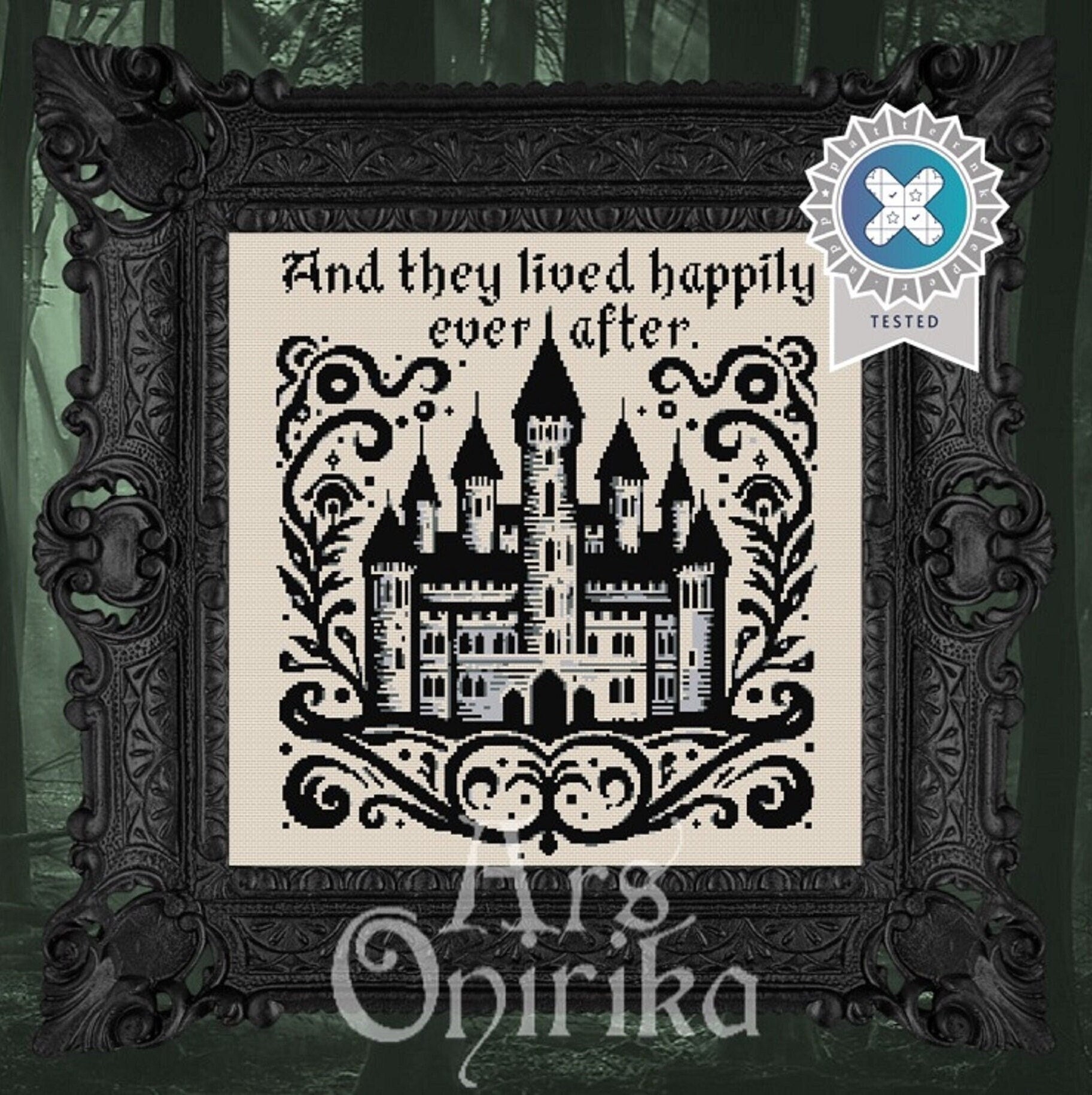 Fairytale Castle Cross Stitch Pattern – Medieval Blackwork (PDF) - INTERMEDIATE LEVEL