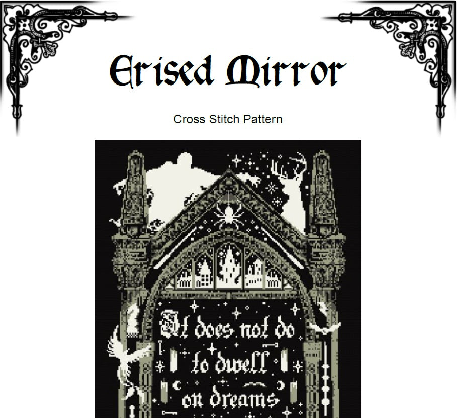 Magic Erised Mirror Wizard Quote Cross Stitch Pattern (PDF) - INTERMEDIATE LEVEL