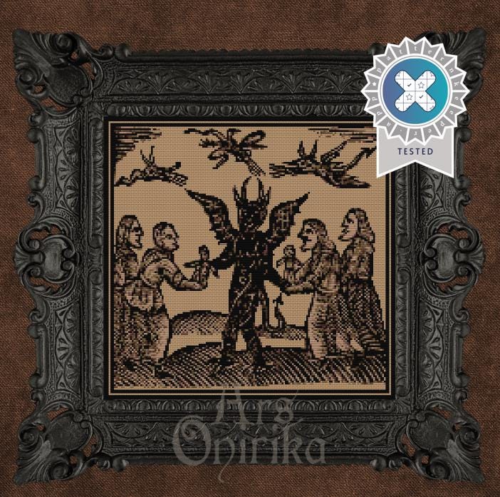 Medieval Witchcraft Cross Stitch Pattern – Coven Tapestry (PDF) - EASY LEVEL