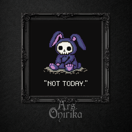 Not Today Cross Stitch Pattern – Dark Humor Gothic Embroidery (PDF) - EASY LEVEL (Copia)