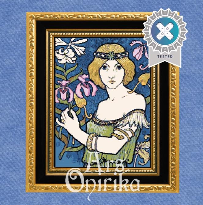Art Nouveau Woman Cross Stitch Pattern (PDF) - Belle Époque Embroidery - INTERMEDIATE LEVEL