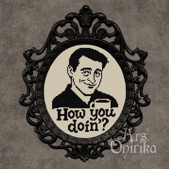 Joey How You Doin' - Friends Cross Stitch Pattern (PDF) - EASY LEVEL