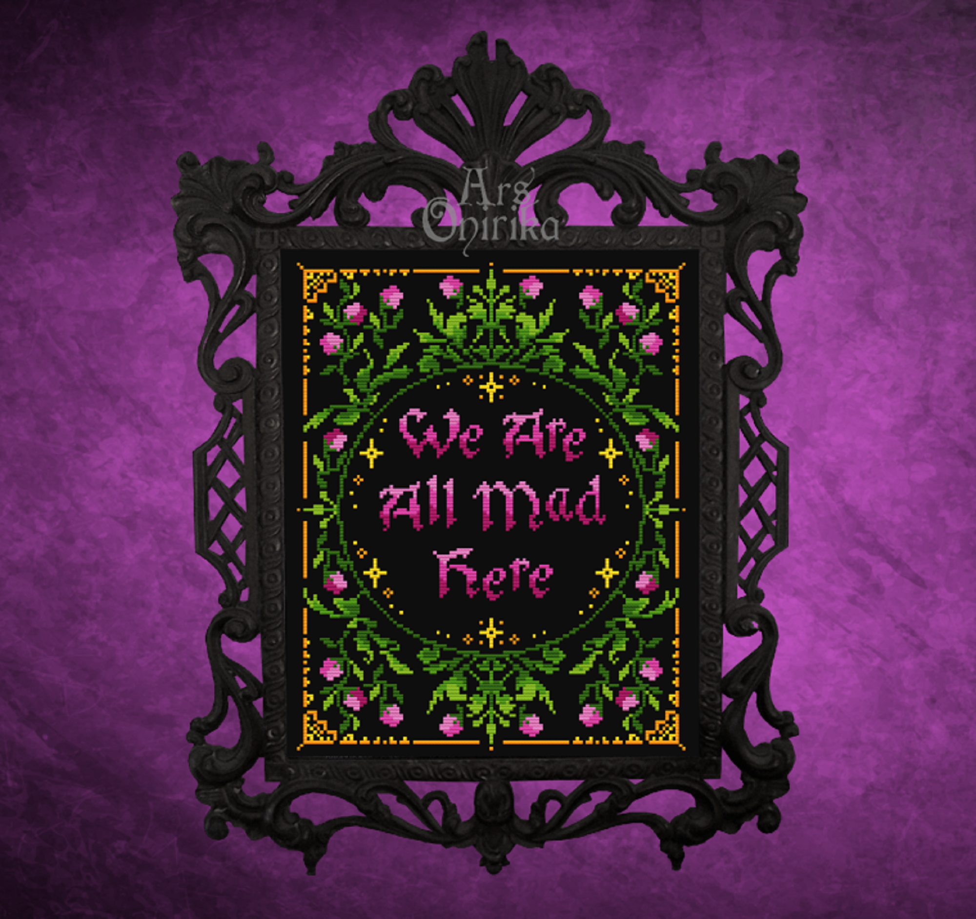 Alice in Wonderland Cross Stitch Pattern - We Are All Mad Here (PDF) - INTERMEDIATE LEVEL