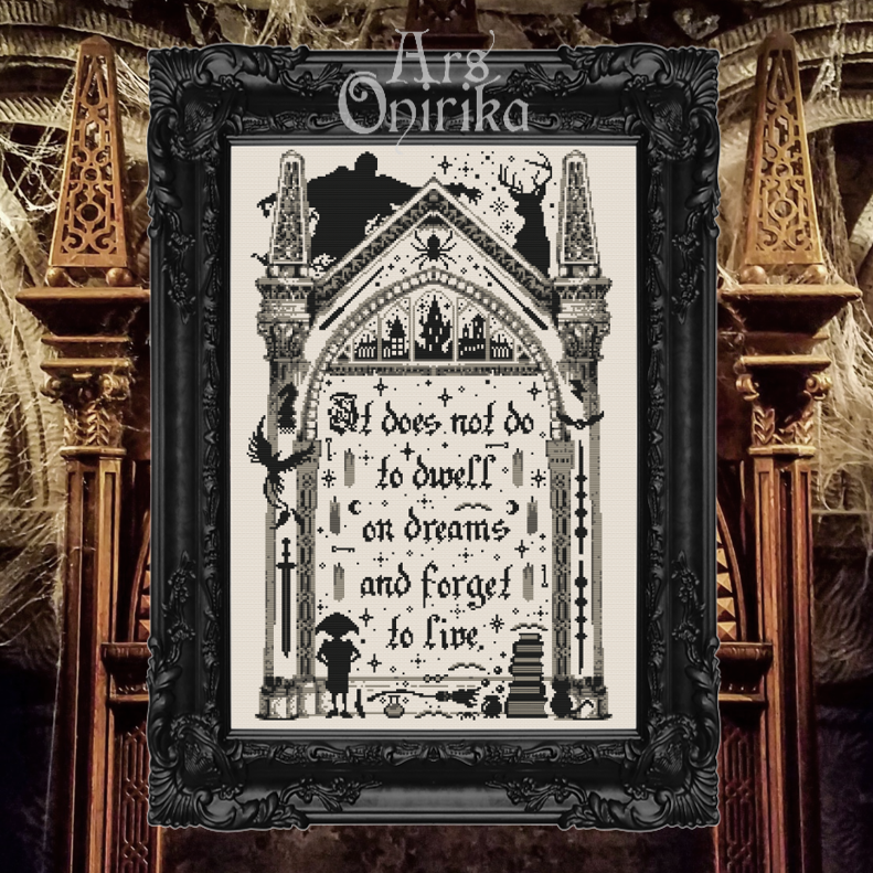 Magic Mirror Cross Stitch Pattern – Dark Academia Wizard Embroidery (PDF) - INTERMEDIATE LEVEL