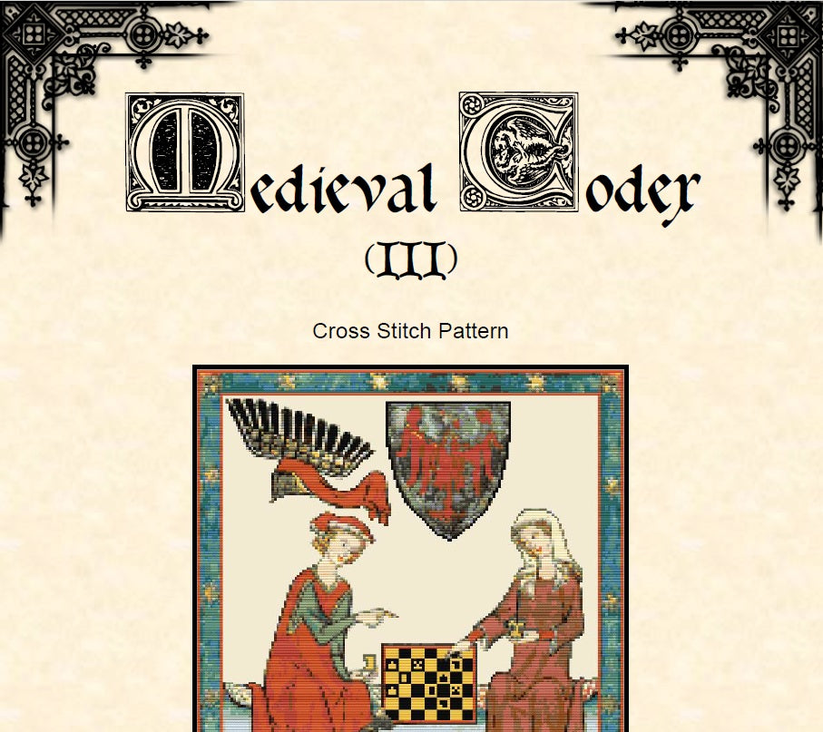 Medieval Chess Game Cross Stitch Pattern (PDF) - Codex Manesse - INTERMEDIATE LEVEL