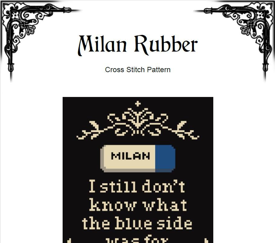 Funny Millennial Cross Stitch Pattern – Milan Eraser Quote (PDF Pattern) - EASY LEVEL