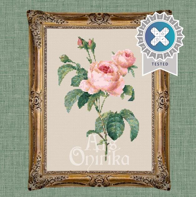 Vintage Rose Cross Stitch Pattern (PDF) – Botanical Floral Design - INTERMEDIATE LEVEL